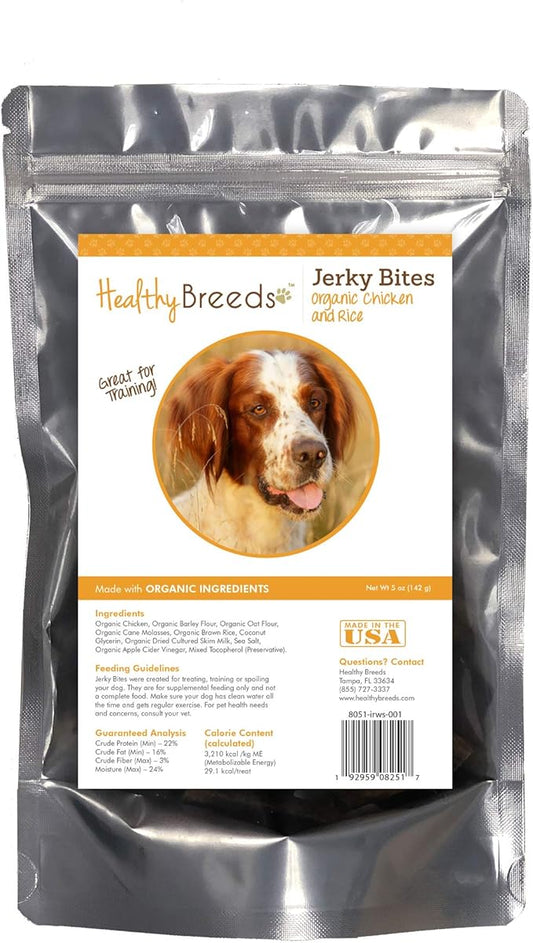 Healthy Breeds Irish Red and White Setter Jerky Bites Chicken & Rice Recipe Dog Treats 5 oz