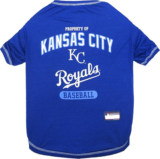 MLB KANSAS CITY ROYALS Dog T-Shirt, Medium. - Licensed Shirt for Pets Team Colored with Team Logos. - Premium Stretchable Materials for The comfort of your Dog & cat.