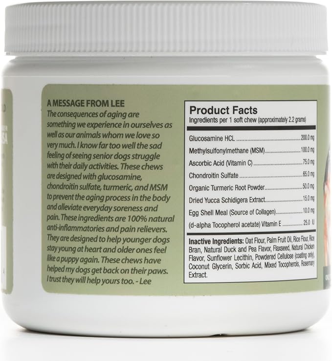 ASHER HOUSE WELLNESS | Hip and Joint Soft Chew Supplement for Dogs | All Natural | 120 Chews | Glucosamine | Condroitin