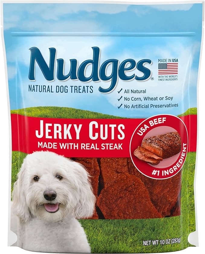 Blue Buffalo Nudges Jerky Cuts Natural Dog Treats, Steak, 10oz Bag