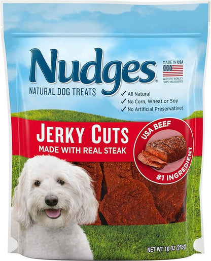 Blue Buffalo Nudges Jerky Cuts Natural Dog Treats, Steak, 10oz Bag