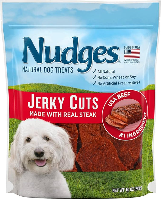 Blue Buffalo Nudges Jerky Cuts Natural Dog Treats, Steak, 10oz Bag