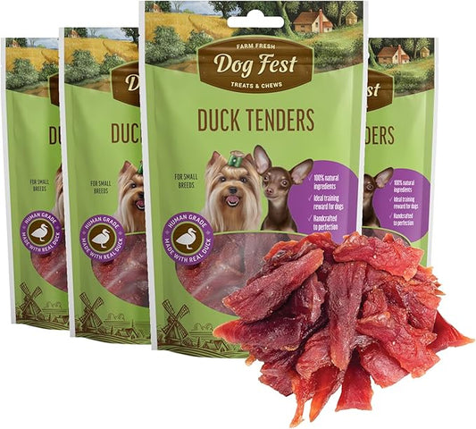 Duck TENDERS (Pack of 4) - Duck Jerky Dog Treats - Made with Human-Grade, Real Duck & Ingredients - High Protein Duck Treats for Dogs - No Artificial Flavors & Preservatives (Duck Tenders)
