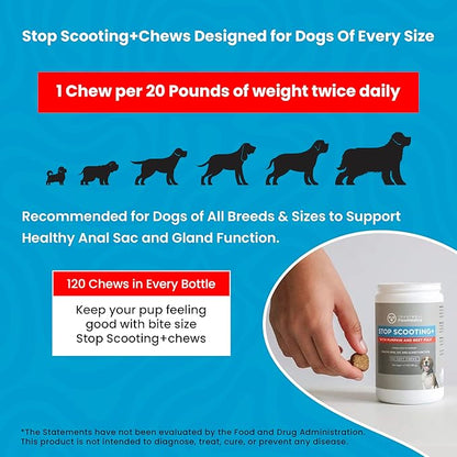 PawMedica Dog Anal Gland Chews to Stop Scoot for Dogs - Anal Gland Dog Constipation Relief - Recommended Dog AnalGland Support Chews Fiber - Fiber Supplement for Dogs (120 Dog Pumpkin Chews)