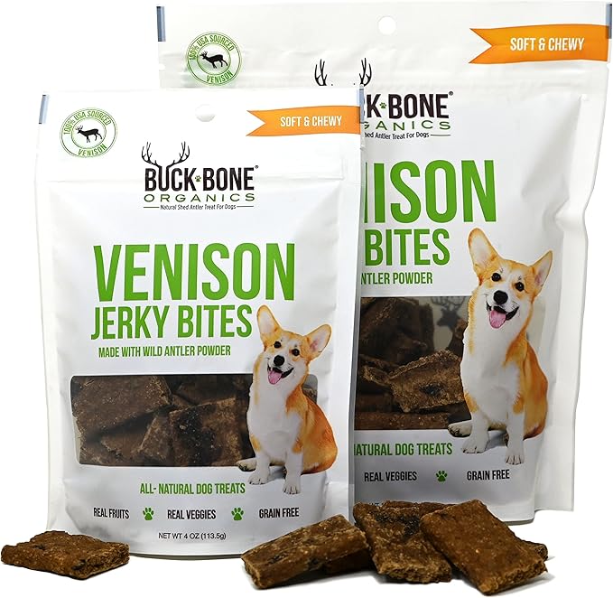 Buck Bone Organics Venison Jerky Bites with Real Antler Powder, Made in The USA… (4 OZ)