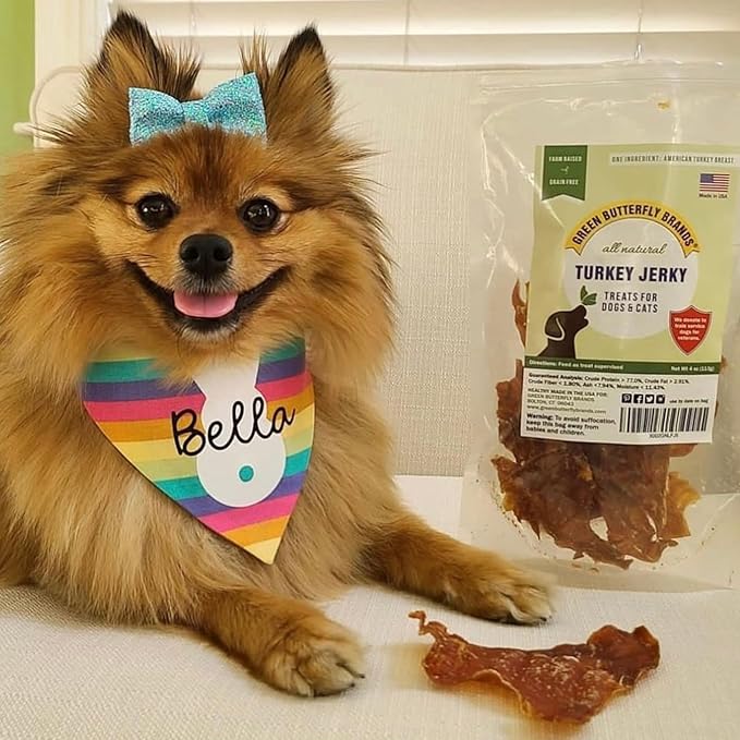 Dog Jerky Treats – Premium Turkey Breast – Dog Treats Made in USA Only. All Natural – Grain Free, No Preservatives – Turkey Jerky for Dogs & Cats – Irresistible Training Treat