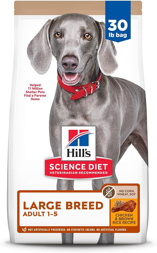 Hill's Science Diet Large Breed, Adult 1-5, Large Breed Premium Nutrition, Dry Dog Food, No Corn, Wheat, Soy Chicken & Brown Rice, 30 lb Bag