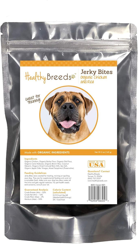 Healthy Breeds Boerboel Jerky Bites Chicken & Rice Recipe Dog Treats 5 oz