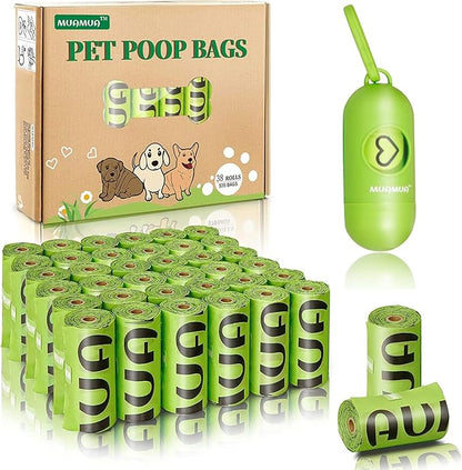 Dog Poop Bag Rolls 570 Count with Dispenser, Biodegradable Unscented Pet Waste Bags, Guaranteed Extra Thick, Leak Proof Doggie Refill Bags for Easy Cleanup, Big Size 9 x 13 Inches