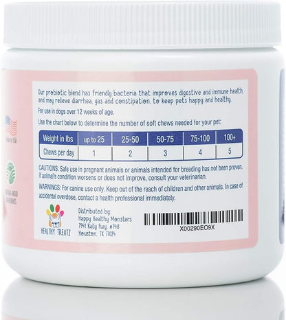 Probiotic Chews for Dogs - with Natural Digestive Supporting Enzymes for Relief of Diarrhea & Upset Stomach + Gas & Constipation - Allergy & Immune System Support