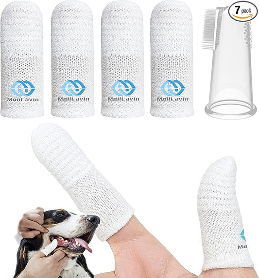 Pet Toothbrush for Small to Large Dogs Cats,Soft High Grade Finger Toothbrush,Teeth Oral Cleaning,Dental Care, 1 Set for Two Fingers White (4)