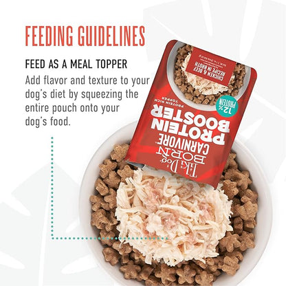 Tiki Dog Born Carnivore Protein Booster Dog Food Topper, Chicken and Beef Recipe in Broth, 2.1 oz. Pouch (12 Count)