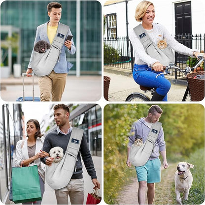 CUBY Dog and Cat Sling Carrier - Hands Free Reversible Pet Papoose Bag - Soft Pouch and Tote Design - Suitable for Puppy, Small Dogs Cats Outdoor (Classic Grey)