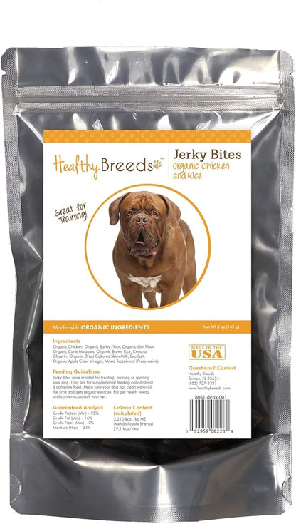 Healthy Breeds Dogue de Bordeaux Jerky Bites Chicken & Rice Recipe Dog Treats 5 oz