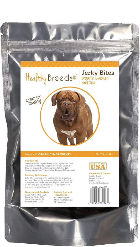 Healthy Breeds Dogue de Bordeaux Jerky Bites Chicken & Rice Recipe Dog Treats 5 oz