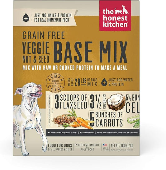 The Honest Kitchen Human Grade Dehydrated Grain Free Veggie, Nut & Seed Base Mix for Dogs 7 lb - Kindly