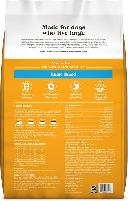 Amazon Brand - Wonder Bound Large Breed, Adult Dry Dog Food, Chicken & Rice, 30 pound (Pack of 1)