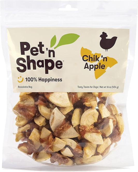 Pet ‘n Shape Chik 'n Apple Jerky - Natural Wrapped Dog Treats – 16 Oz