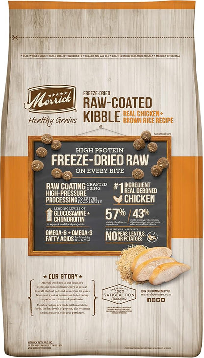 Merrick Healthy Grains Freeze Dried Raw Coated Kibble, Natural High Protein Dog Food, Chicken and Brown Rice - 22.0 lb. Bag