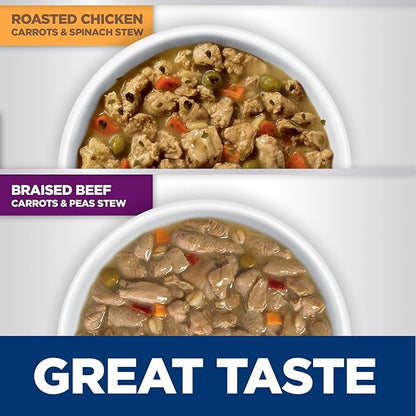 Hill's Science Diet Healthy Cuisine, Adult 1-6, Great Taste, Wet Dog Food, Variety Case: Roasted Chicken, Carrots & Spinach; Braised Beef , Carrots & Peas Stew, 12.5 oz Can Variety Case, Case of 12