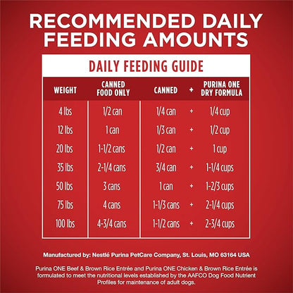Purina ONE Classic Ground Chicken and Brown Rice, and Beef and Brown Rice Entrees Wet Dog Food Variety Pack - (Pack of 6) 13 oz. Cans