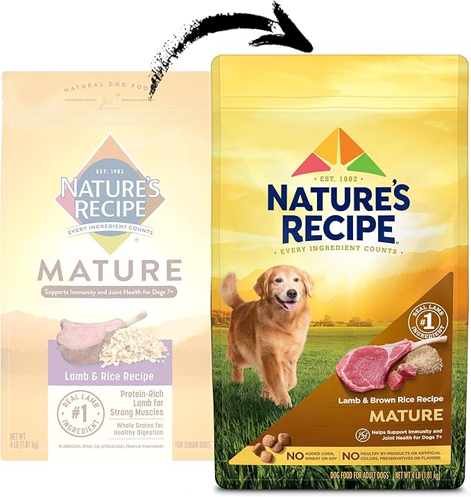 Nature′s Recipe Mature Lamb & Brown Rice Recipe Dry Dog Food, 4 lb. Bag