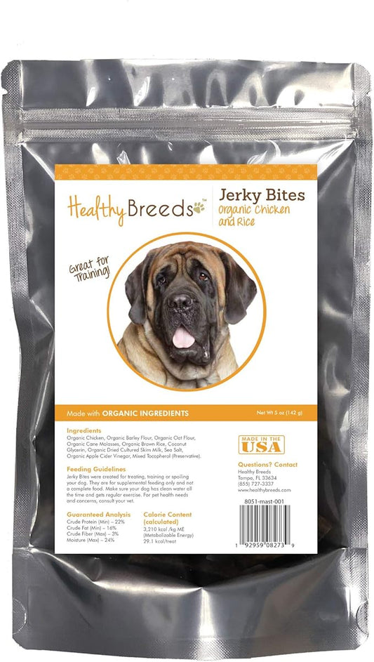 Healthy Breeds Mastiff Jerky Bites Chicken & Rice Recipe Dog Treats 5 oz