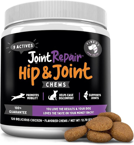 Advanced Joint Repair Hip & Joint Health Supplement for Dogs - Relieves Arthritis, Pain & Inflammation, Improve Mobility, Extra Strength Soft Chew Treats with Glucosamine, Chondroitin & MSM