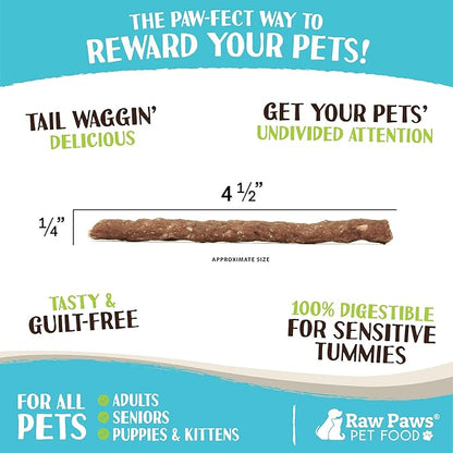Raw Paws Grain-Free Soft Stick Treats for Dogs & Cats - Beef Recipe, 6-oz - Made in USA Beef Jerky Dog Treats - Cat Beef Sticks - Chewy Dog Beef Jerky Treats - Real Beef Dog Treats, Dog Sausage Treats