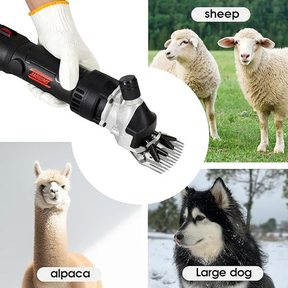 Sheep Shears Electric 550W - Upgraded Professional Sheep Clippers One Blade, 6 Speed Heavy Duty Livestock Haircut for Grooming Sheep Goats Large Dog Thick Coats Animals No Lubricant(Black)