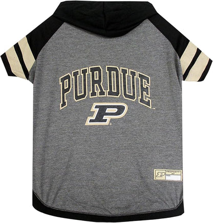 NCAA PURDUE BOILERMAKERS HOODIE for DOGS & CATS, X-SMALL COLLEGIATE Licensed DOG HOODY Tee Shirt. Sports HOODY T-Shirt for Pets. COLLEGE Sporty Dog Hoodie Shirt.