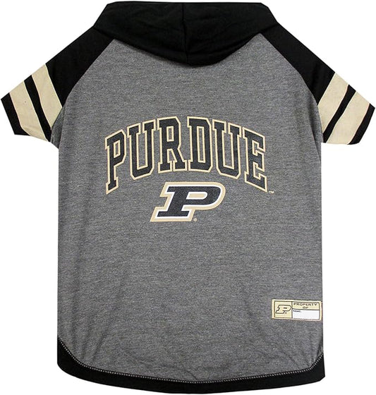 NCAA PURDUE BOILERMAKERS HOODIE for DOGS & CATS, X-SMALL COLLEGIATE Licensed DOG HOODY Tee Shirt. Sports HOODY T-Shirt for Pets. COLLEGE Sporty Dog Hoodie Shirt.