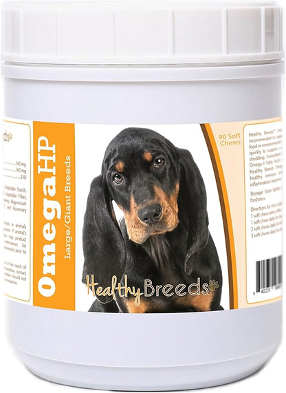Healthy Breeds Black and Tan Coonhound Omega HP Fatty Acid Skin and Coat Support Soft Chews 90 Count
