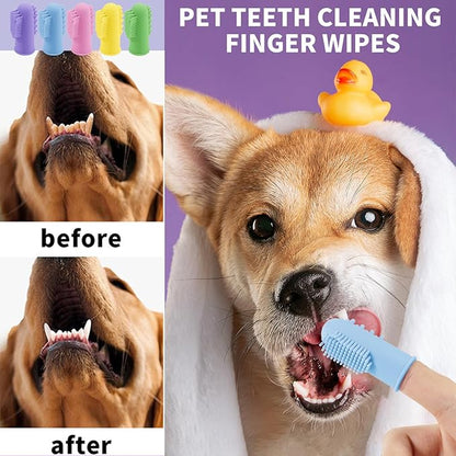 Dog Toothbrush Kit，8 Pcs Dog Cat Teeth Cleaning Finger Toothbrush for Dogs,3 Sided Pet Puppy Toothbrush and Finger Brush for Small Medium Large Dogs Cats Teeth,All in One Storage Case-Green