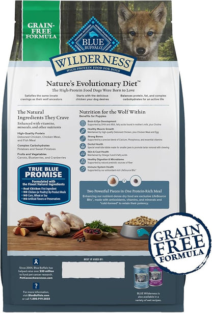 Blue Buffalo Wilderness Puppy High-Protein Dry Dog Food with Real Chicken, Grain-Free, Made in the USA with Natural Ingredients, Chicken, 24-lb. Bag
