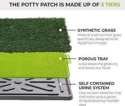 Silver Paw 3-Layer Washable Pee Pads for Dogs - Dog Grass Pad with Tray | Indoor Dog Potty for Small Dogs | Bathroom Tray for Pets | Dog Training Accessories - Large (34" x 27")