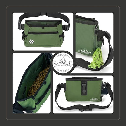Dog Treat Pouches for Pet Training - Custom Design - Dog Treat Bag for Dog Training & Behavior Aids - Fanny Pack for Dog Walking Bag - Puppy Training Treat Pouch & Snacks Bag Pouch (Green)