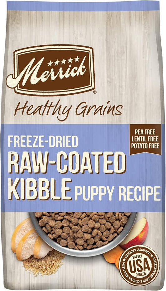 Merrick Healthy Grains Freeze Dried Raw Coated Kibble, Natural High Protein Puppy Food, Chicken and Brown Rice - 10.0 lb. Bag