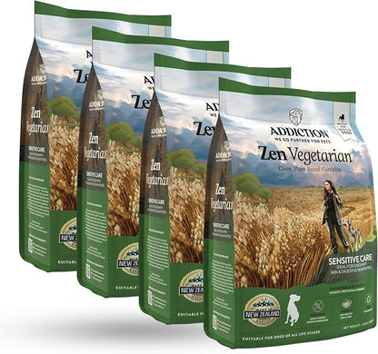 Addiction Zen Vegetarian Dry Dog Food, Rich in Isoflavones and Antioxidants, Vegetarian Dog Food, Made from New Zealand, for All Dog Life Stages (4 lb (Pack of 4), Zen Vegetarian)