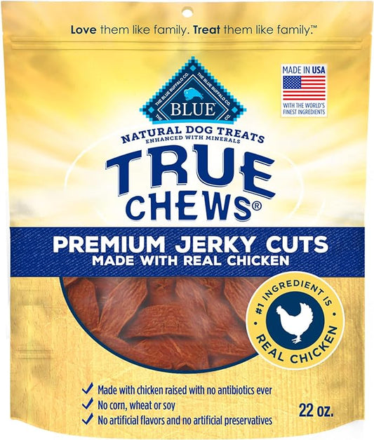 Blue Buffalo True Chews Premium Jerky Cuts Dog Treats, Made in the USA with Natural Ingredients, Chicken, 22-oz. Bag