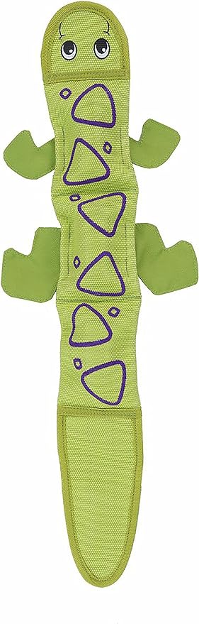 Outward Hound Fire Biterz Green Lizard Plush Firehose Material Interactive Dog Toy, Large