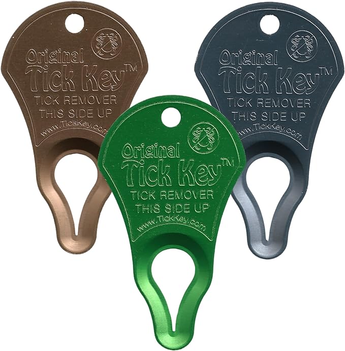 The Original Tick Key -Tick Detaching Device - Portable, Safe and Highly Effective Tick Detaching Tool - 3 Pack (Earth)