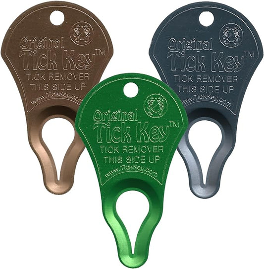 The Original Tick Key -Tick Detaching Device - Portable, Safe and Highly Effective Tick Detaching Tool - 3 Pack (Earth)