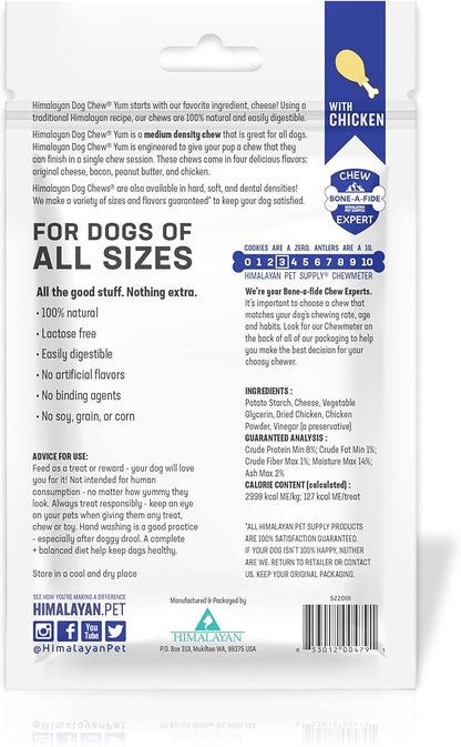 Himalayan Dog Chew Original Yak Cheese Dog Chews, 100% Natural, Long Lasting, Gluten Free, Healthy & Safe Dog Treats, Lactose & Grain Free, Protein Rich, Chicken Flavor, 4.5 oz Resealable Pouch