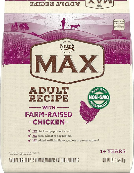 Nutro Max Adult Recipe Dry Dog Food with Farm Raised Chicken, 12 LB Bag