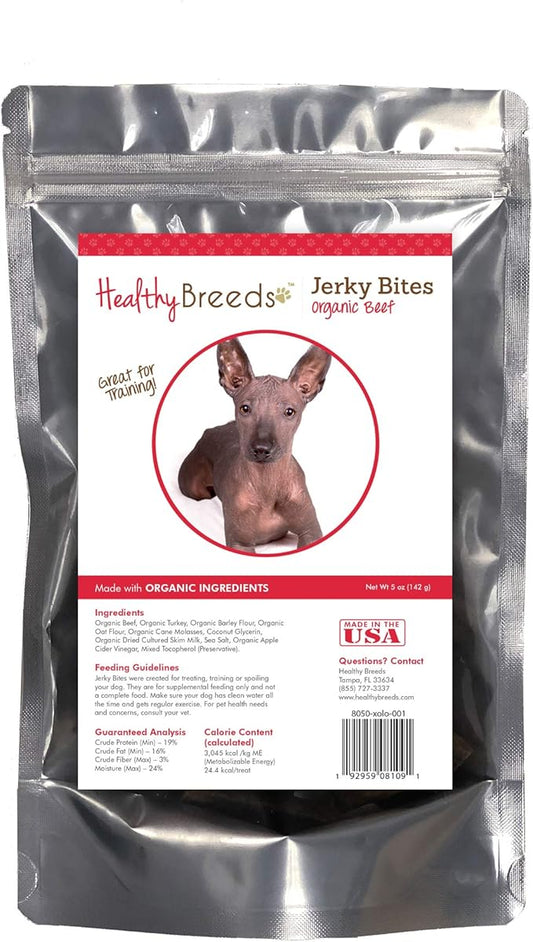 Healthy Breeds Xoloitzcuintli Jerky Bites Beef Recipe Dog Treats 5 oz