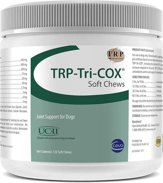 CEVA Animal Health TRP-Tri-COX Soft Chews - Joint Support For Dogs (120 Count)
