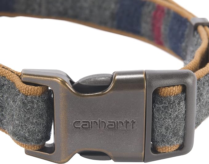 Carhartt Nylon Duck Dog Collar, Fully Adjustable Durable 2-Ply Cordura Nylon Canvas Collars for Dogs, Blanket Stripe, Large