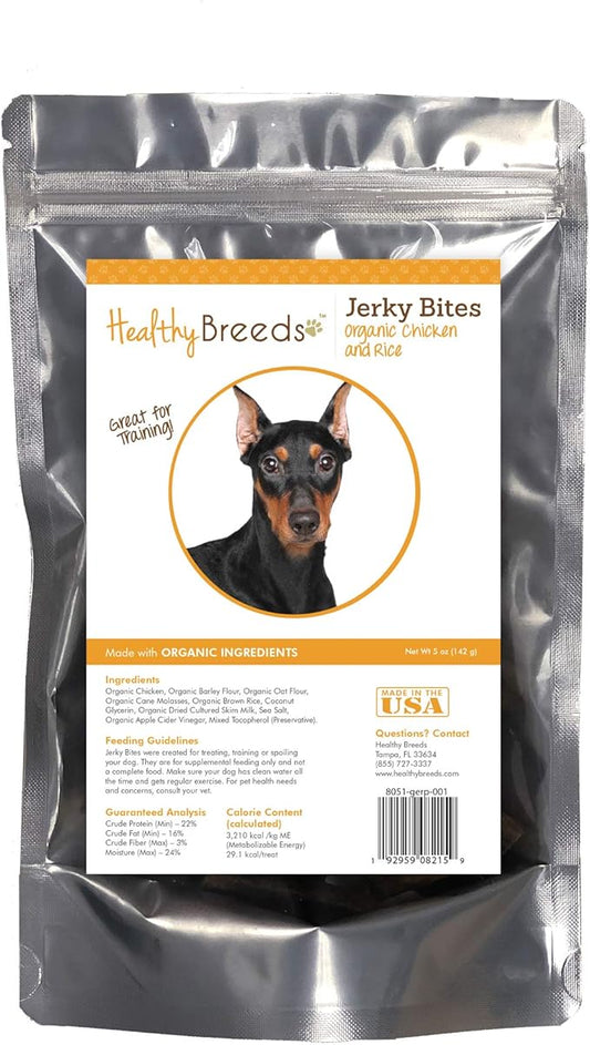 Healthy Breeds German Pinscher Jerky Bites Chicken & Rice Recipe Dog Treats 5 oz