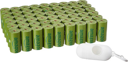 Amazon Basics Dog Poop Bags With Dispenser and Leash Clip, 13x9 inches, Cucumber Scented, 810 Bags, 54 Pack of 15